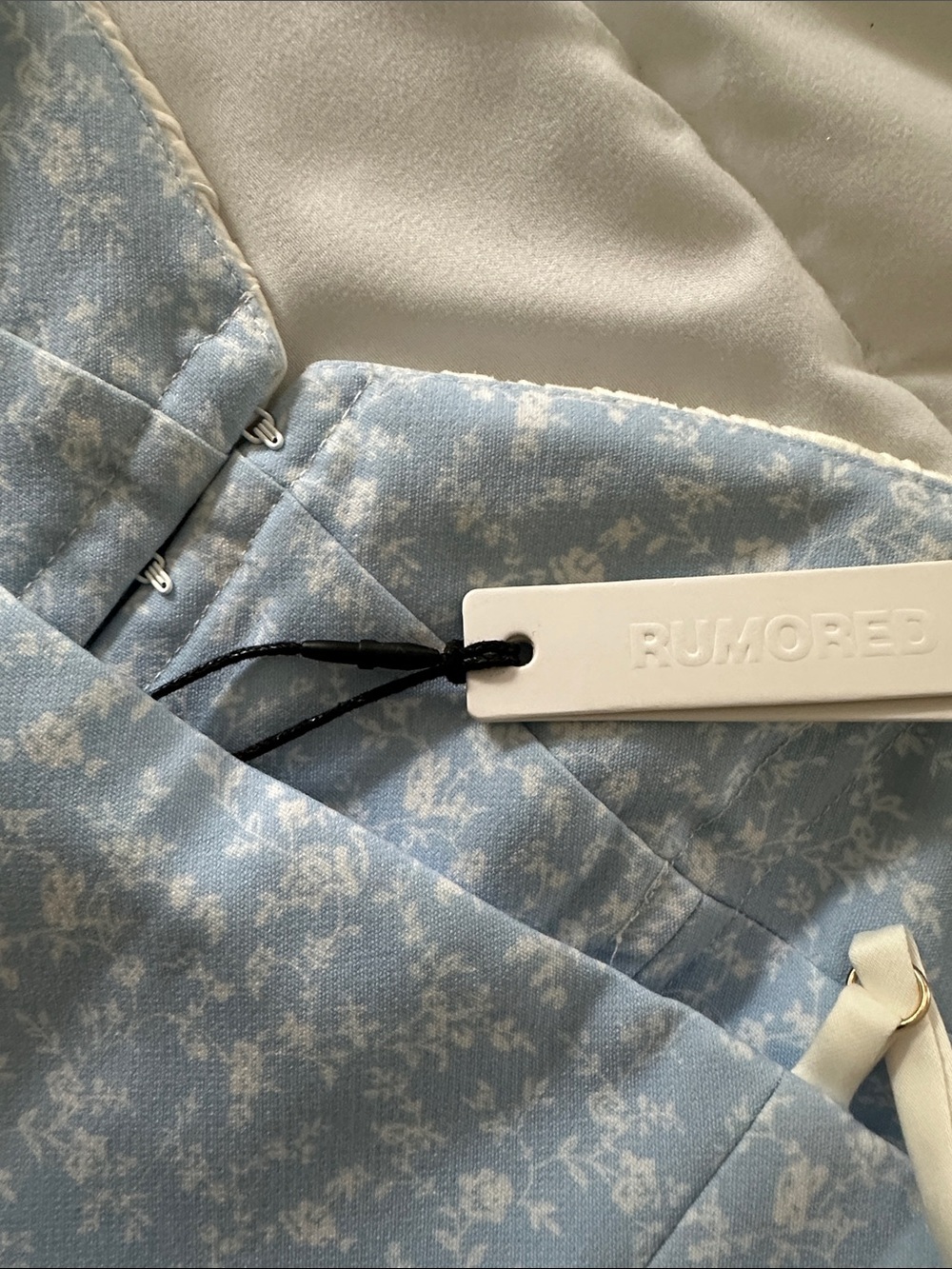 Rumored Cream & Light Blue Floral Bustier Crop Top(B) - Picture 13 of 13